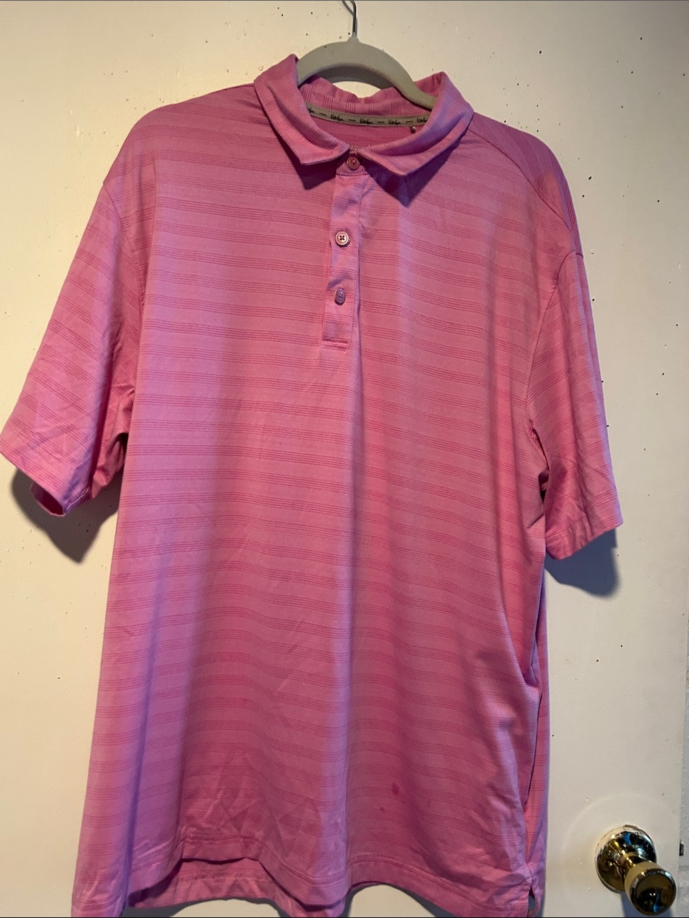 Walter Hagen Men's Pink Striped Polo